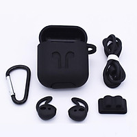 Bộ 5 món phụ kiện chống rớt Airpods gồm hộp silicon, móc khoá, dây nối, bao tai, đế xỏ đồng hồ cho tai nghe Airpods