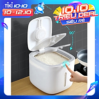 Thùng Đựng Gạo Cao Cấp 5kg & 10kg - Thùng Đựng Gạo Nắp Đậy Thông Minh, Thiết Kế Hiện Đại & Đẹp Mắt, Chất Liệu ABS &PP An Toàn Chống Nước, Chống Ẩm Mốc, Mối Mọt - Hàng Nhập Khẩu