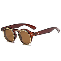 Europe and America Style Retro Punk Metal Flip Sunglasses Female Personal Sunglasses Round Sun Glasses