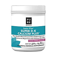 Pure Essence Ionic Super D-K Calcium Plus by Pure Essence - With Extra Magnesium, Vitamin D3, Vitamin K2 For Strong Bones and Stress Relief - Raspberry Lemonade - 14.82oz
