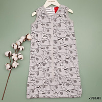 Túi ngủ cotton 1 lớp màu ghi họa tiết voi cho bé