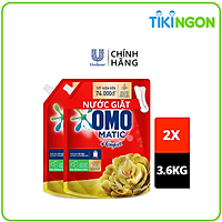 Combo 2 túi nước giặt OMO Matic Comfort hương Tinh dầu thơm cho máy giặt cửa trên, xoáy bay vết bẩn, hương thơm bền lâu, túi 3.6kg