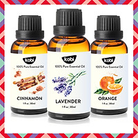 Combo 3 Tinh Dầu Kobi Nhập Khẩu Ấn Độ: Tinh Dầu Oải Hương (30ml) + Tinh Dầu Cam Ngọt (30ml) + Tinh Dầu Vỏ Quế (30ml) - Tinh Dầu Thiên Nhiên Nguyên Chất, Tinh Dầu Xông Phòng