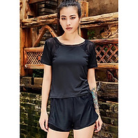 Bộ đồ tập thể thao nữ quần short áo cộc tay tập gym, yoga chất thun cao cấp - ZBT03