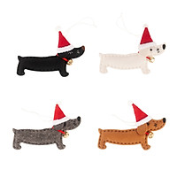 4pcs/set Christmas Decoration Dachshund Pendant Cute Christmas Tree Decoration Christmas Hanging Pendant