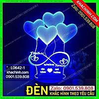 Đèn khắc laser trái tim cực đẹp làm quà tặng Sinh Nhật - quà tặng tình yêu - Khắc theo yêu cầu Mẫu L0642-1-B