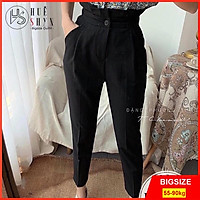 Quần tây bigsize nữ lưng cao bèo - Form quần rộng chất vải không giãn - Thời trang công sở HS113 - Size 55-90kg L XL XXL