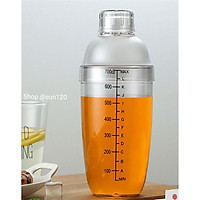 Bình lắc pha chế shaker Cocktail trà sữa 700ml nhựa có chia vạch