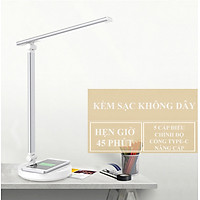 Đèn Led Bàn Đọc Sách Làm Việc Chống Cận - Cảm Ứng - Hỗ Trợ Sạc Không Dây - Điều Chỉnh Vùng Ánh Sáng Cho Sinh Viên - Học Sinh - Văn Phòng - Hàng Chính Hãng