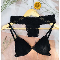 Bộ đồ lót nữ màu đen huyền bí quần chữ T hàng cao cấp sexy gợi cảm