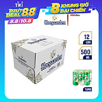 Thùng 12 Lon Bia Hoegaarden White Bỉ - Bia Lúa Mỳ Chính Hiệu (500ml/ lon)