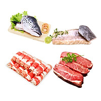 Combo 16: 1 Đầu cá hồi + 500gr lườn cá thu + 500gr Ba chỉ bò Mỹ cuộn + 500gr Lõi vai bò Úc cắt lát