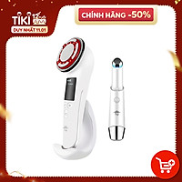 Máy Massage Mặt Làm Đẹp Da 5 in 1 – Photon Nóng Lạnh – EMS Nâng Cơ – Xung Điện Massage Giúp Rửa Sạch Da Mặt, Tăng Cường Hấp Thụ & Khóa Giữ Chất Dưỡng Săn Chắc Làn Da Kèm Máy Massage Mắt Mini Loại Bỏ Quầng Thâm