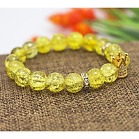 Vòng Tay Thạch Anh Mix Vương Miện Chanh Sả - Phong Cách Hàn Quốc Cực Đẹp - Đá Thạch Anh Thu Hút Vận May Xung Quanh, Mang Đến Tài Lộc Cho Người Đeo