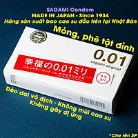 Bao cao su Sagami 001 - Siêu mỏng - Non Latex - Hộp 5 chiếc