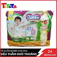 Tã Quần Bobby - Đệm Lưng Thấm Mồ Hôi XXXL24 (24 Miếng) - Tặng 6 Miếng Trong GóI