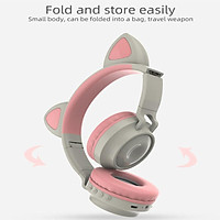 Bluetooth 5.0 Ear Headphones Foldable Stereo Wireless Set Mic LED Light Volume Control Support For Kids
