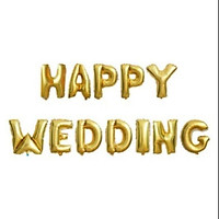 (4 MÀU )Bóng happy wedding màu vàng màu hồng màu bạc màu xanh