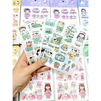 Sticker hình dán cô gái nhỏ set 4 tấm GB6675