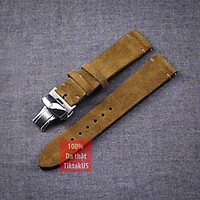 Dây đồng hồ da bò thật khóa bướm thép không gỉ - Da Lộn Vintage - Nhiều màu, đủ size cho đồng hồ Thụy Sĩ, đồng hồ Nhật: 18mm, 19mm, 20mm, 21mm, 22mm