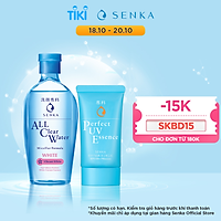 Bộ sản phẩm Kem chống nắng dạng tinh chất Senka Perfect UV Essence 50g và Nước tẩy trang sạch thoáng, dưỡng trắng Micellar Formula White 230ml