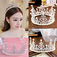 Vương Miện Nữ Hoàng Hạt Chai Viền Đính Đá, Thiết Kế Sang Trọng, Đường Cong Mềm Mại, Màu Trắng Tinh Khôi, Đính Đá Trang Sức Nghệ Thuật, Dùng Ghim Cài Giữ Chắc Chắn Trên Tóc Khi Sử Dụng, Dễ Phối Trang Phục Và Phụ Kiện Khác