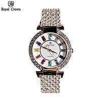 Đồng Hồ Nữ Chính Hãng Dây Kim Loại Royal Crown 4604 Đính Đá Chống Nước Chống Xước