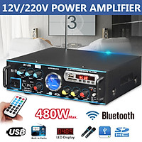480W bluetooth Stereo Amplifier HIFI 2CH Tuner Remote Control FM SD Mic z g