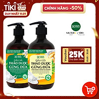 Dầu gội thảo dược gừng dừa Cocayhoala hỗ trợ trị gàu, hết ngứa, dung tích 440g-95% thành phần từ gừng tươi hữu cơ còn nguyên xơ gừng, hỗ trợ trị rụng tóc, kích thích mọc tóc vượt trội, an toàn cho mẹ bầu mẹ sau sinh