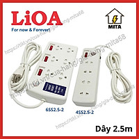 Ổ Cắm Điện Công Suất Lớn Chịu Tải LiOA - 4 lỗ, 6 lỗ dây dài 2.5m 2 lõi