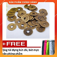 (HÀNG HOT SIÊU CHÂT) Đồng xu ngũ đế phong thủy cầu tài lộc+ tặng 1 túi đựng bút bi k 335 206229206335