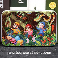 Đồ Chơi Tranh Ghép Xếp Hình Gỗ 60 Miếng Hộp Sắt Rèn Luyện Tư Duy Cho Bé