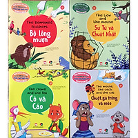 Combo Truyện tranh ngụ ngôn dành cho thiếu nhi song ngữ Anh - Việt ( Bộ 4 cuốn bộ lông mượn + sư tử và chuột nhắt+ cò và cáo + chuột , gà trống và mèo