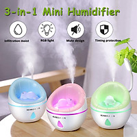 w/Night Light+Cooler Fan 350ML LED Ultrosonic Mini USB Humidifier Air Purifier Suit for Gym/ Yoga/Baby Room/ Office/SPA