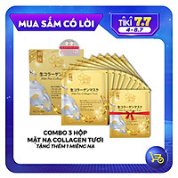 Combo 9 Túi Mặt Nạ Collagen Tươi dưỡng da Nhật Bản chống lão hóa, trắng sáng da và giúp da mềm mịn săn chắc - Tặng 1 Túi Mặt Nạ Collagen