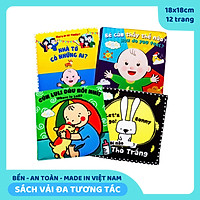 Sách vải tương tác cho bé - Combo Sách vải song ngữ Anh - Việt. Âm thanh sột soạt, chút chít, lục lạc, màu sắc nét, tương phản. Giáo dục sớm cho bé. Kích thước 18x18cm, 12 trang Thương hiệu Lalala Baby