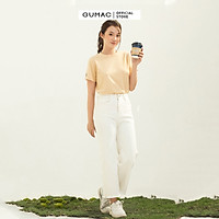 Quần jeans nữ GUMAC QJC03020 ống suông lai rua