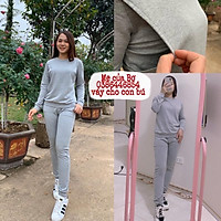 Bộ thể thao sau sinh thu đông chất nỉ bông và da cá dày dặn có chỗ mở cho con bú -dáng thể thao cạp 4cm không chỉnh chun
