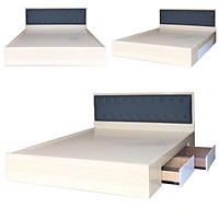 Giường Ngủ Gỗ MDF Phủ Melamine Cao Cấp Viva Màu Kem Học Keó + Đầu Nệm
