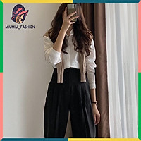 Quần tây nữ lưng cao cạp liền công sở MiuMiu Fashion – Quần baggy nữ cạp cao 2 khuy Đen – Trắng – Nâu – Xám