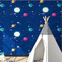 Giấy dán tường hành tinh xanh có keo sẵn khổ rộng 45cm, giấy decal dán tường phòng ngủ cho bé
