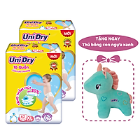Combo 2 gói Tã quần em bé siêu khô thoáng UniDry size XL62 - Tặng 1 thú bông con ngựa xanh