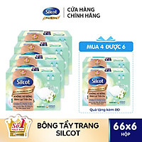 Bộ 4 Bông tẩy trang cao cấp Silcot Premium hộp 66 miếng tặng 2 hộp Silcot cùng loại
