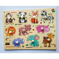 Đồ chơi gỗ Bảng ghép Hình Núm Gỗ Nhiều Chủ Đề Cho Bé - Hàng Đẹp Loại 1 Chắc Chắn