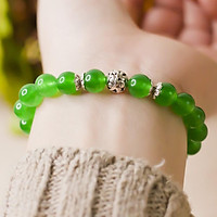 -Vòng Phong Thủy Mã não Xanh Lá Mix Charm Cầu Bạc 8mm V282-8- Vòng phong thủy hợp mệnh Hỏa