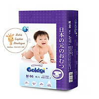 Combo 2 túi Bỉm dán GOLDGI+ Size M 66 miếng (cho trẻ từ 6-11kg)