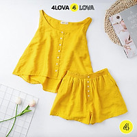 Bộ quần áo ngủ sát nách nữ 4LOVA chất đũi mỏng nhẹ thoáng mát