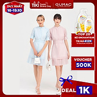Đầm dáng xòe GUMAC DB747 sơ mi đai eo