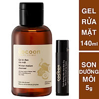 Gel bí đao rửa mặt cocoon 140ml + Son dưỡng môi dầu dừa Bến Tre the cocoon 5g