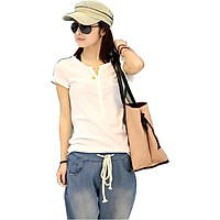 Áo thun nữ cổ V body T&D d429 màu trắng